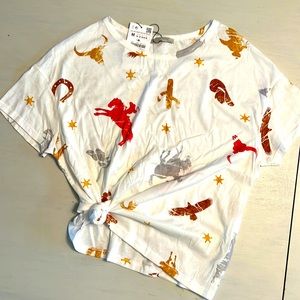 ZARA WESTERN TEE - NWT - SIZE M